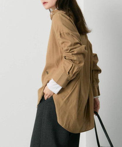 磨毛寬鬆襯衫上衣