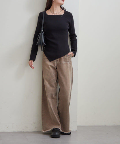 方領羅紋針織衫