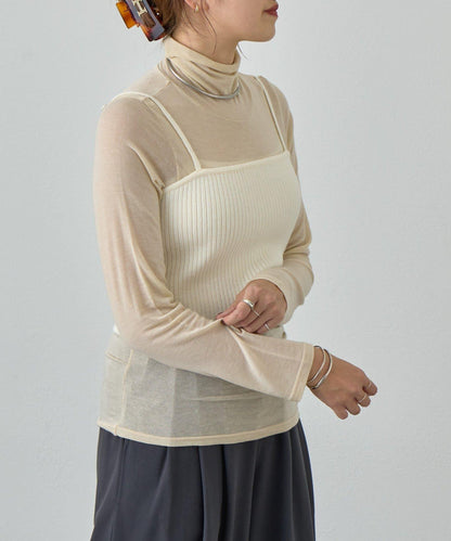 透視高領針織衫