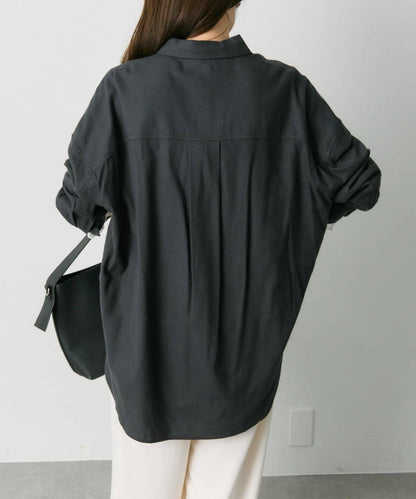 磨毛寬鬆襯衫上衣