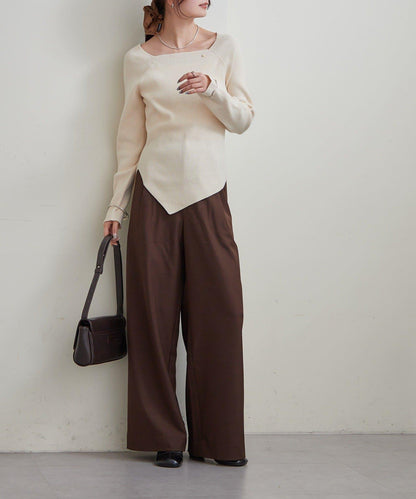 方領羅紋針織衫