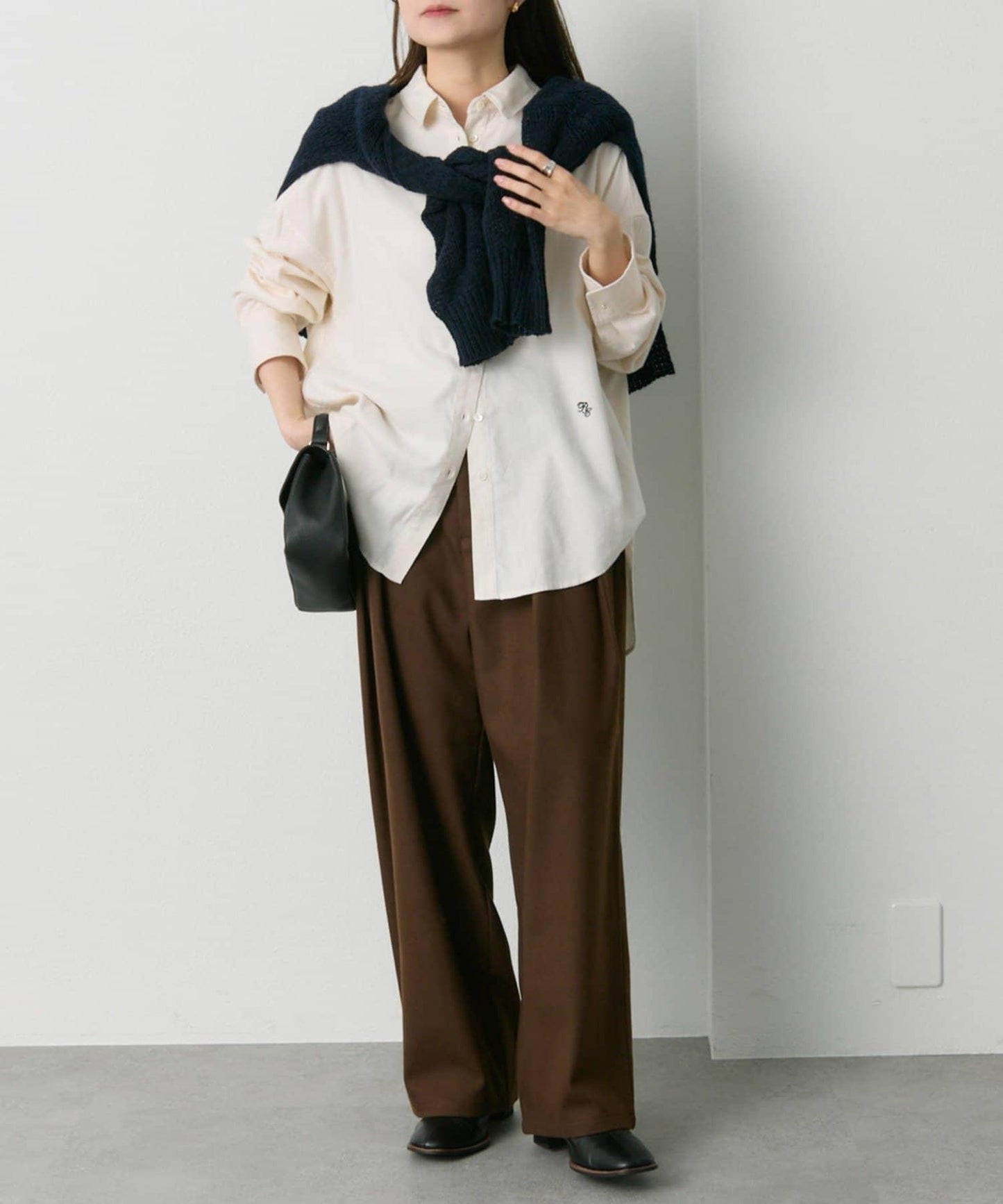 磨毛寬鬆襯衫上衣