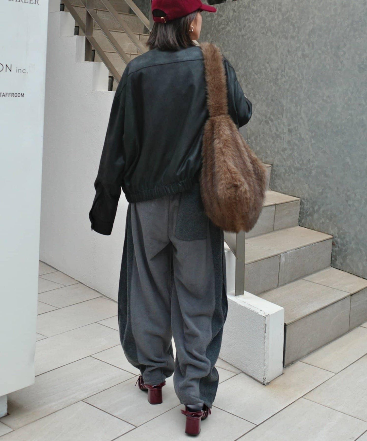 【etsinta/エシンタ】拼接羊羔絨休閒褲