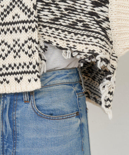 【etsinta/エシンタ】提花拼接短款連帽背心