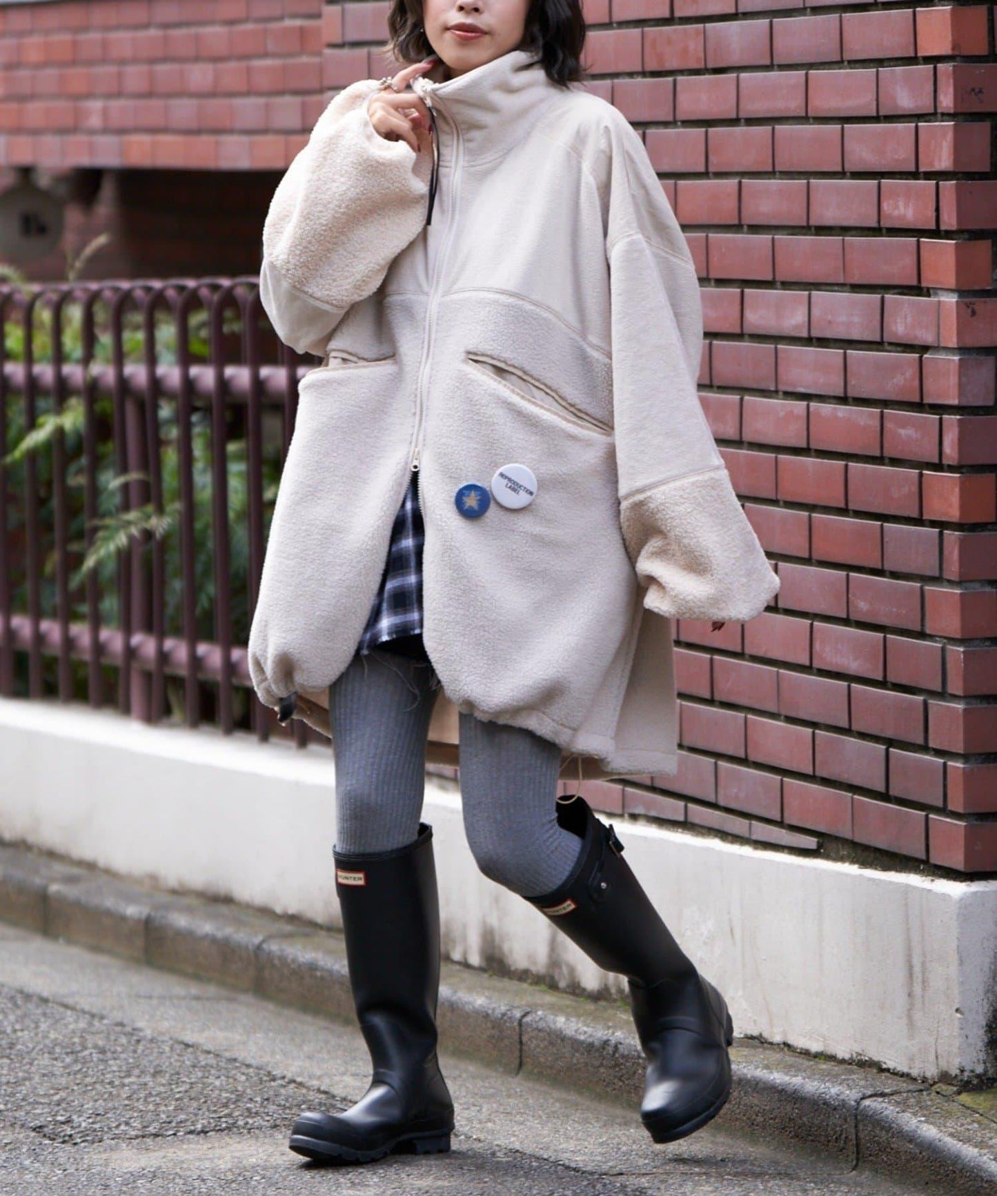 【etsinta/エシンタ】拼接羊羔絨寬鬆夾克