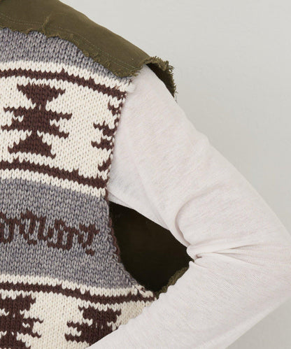 【etsinta/エシンタ】復古軍風斜紋針織背心