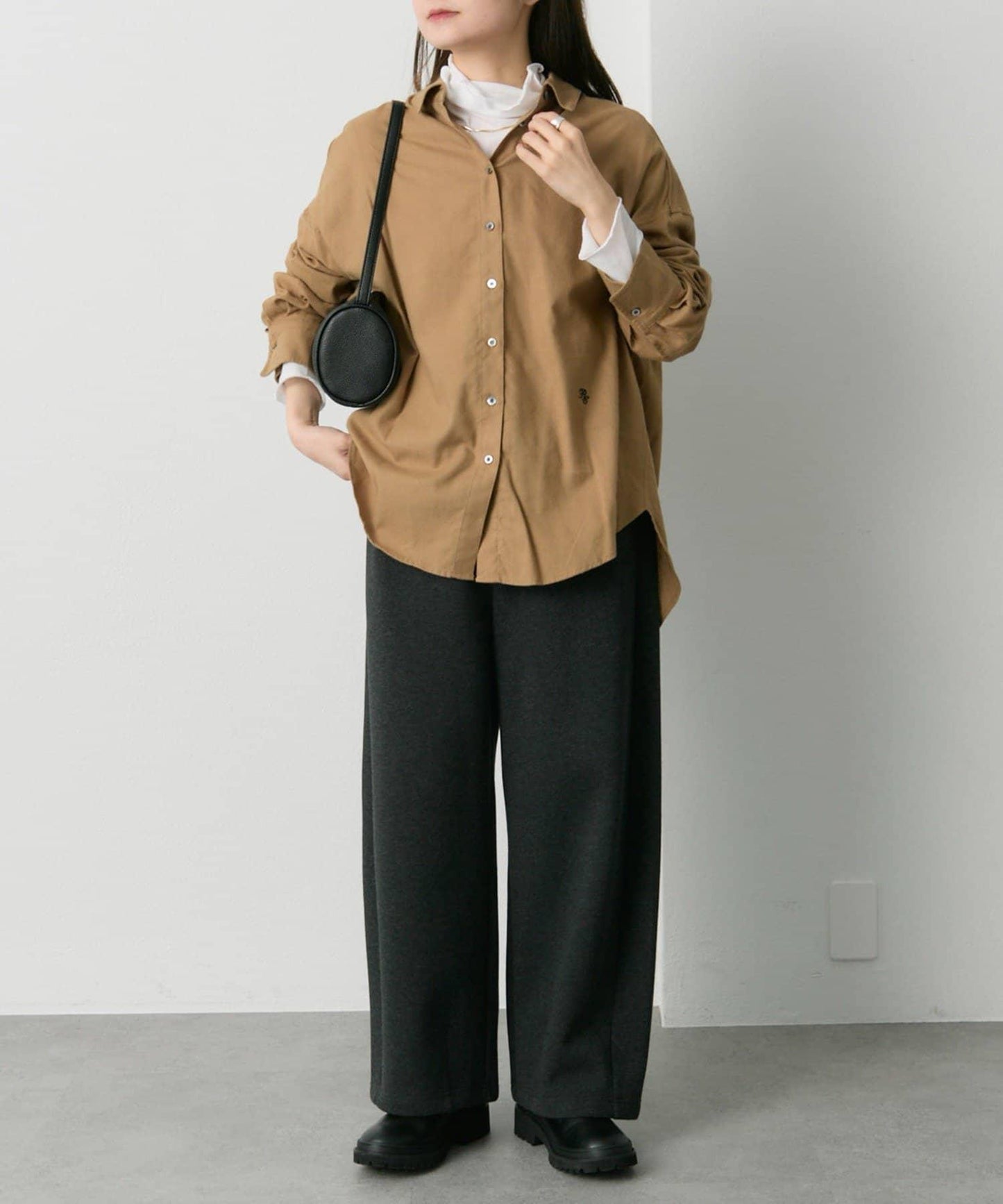 磨毛寬鬆襯衫上衣