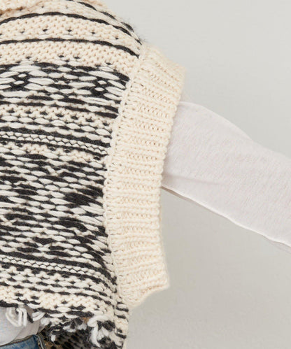 【etsinta/エシンタ】提花拼接短款連帽背心