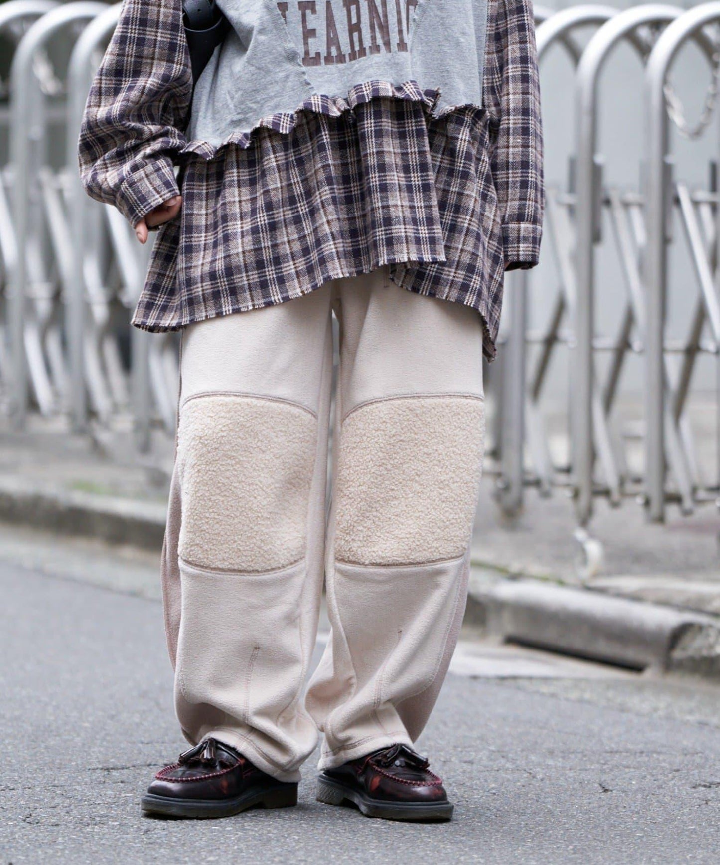 【etsinta/エシンタ】拼接羊羔絨休閒褲