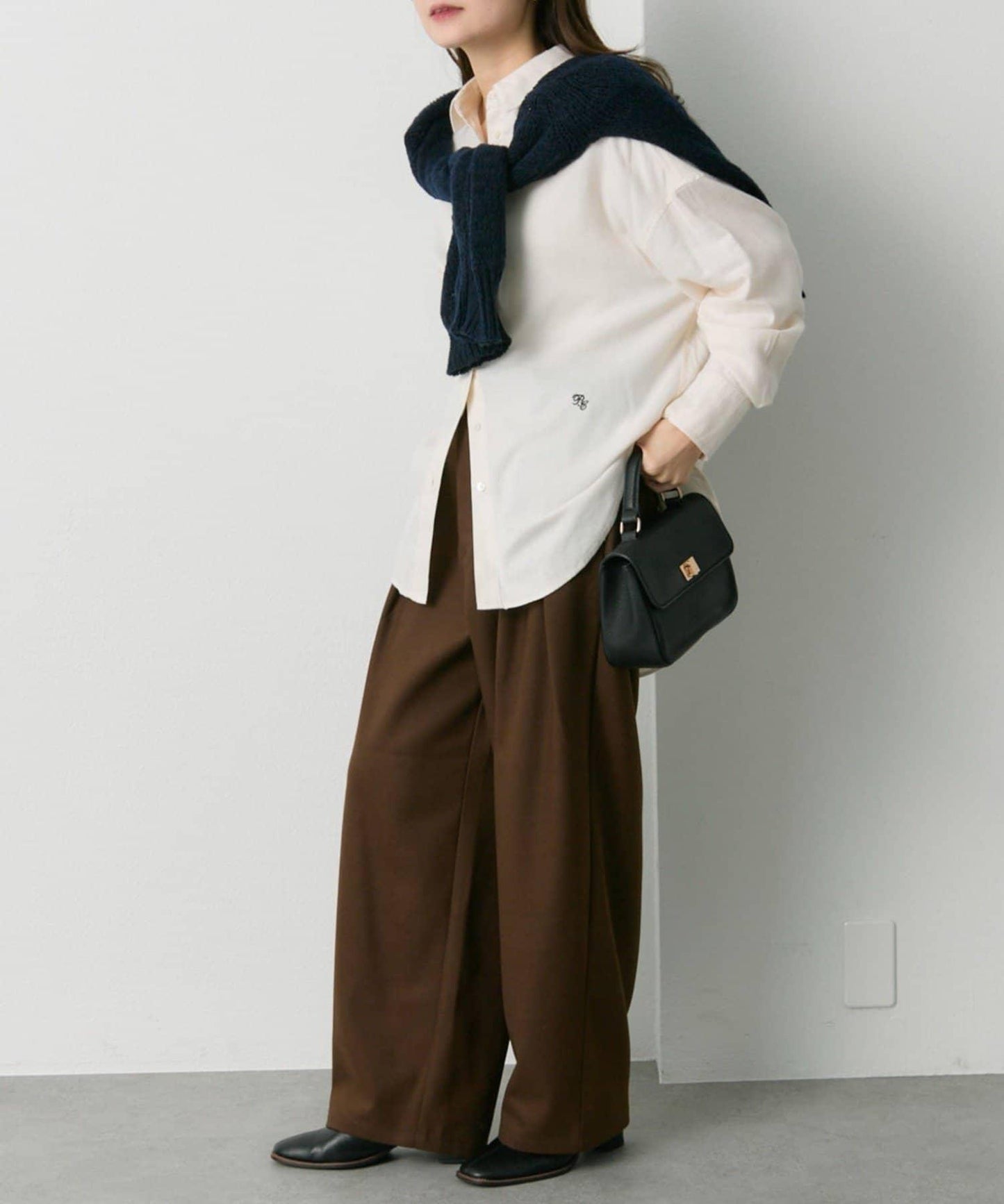 磨毛寬鬆襯衫上衣