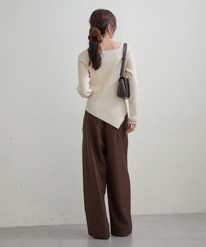 方領羅紋針織衫