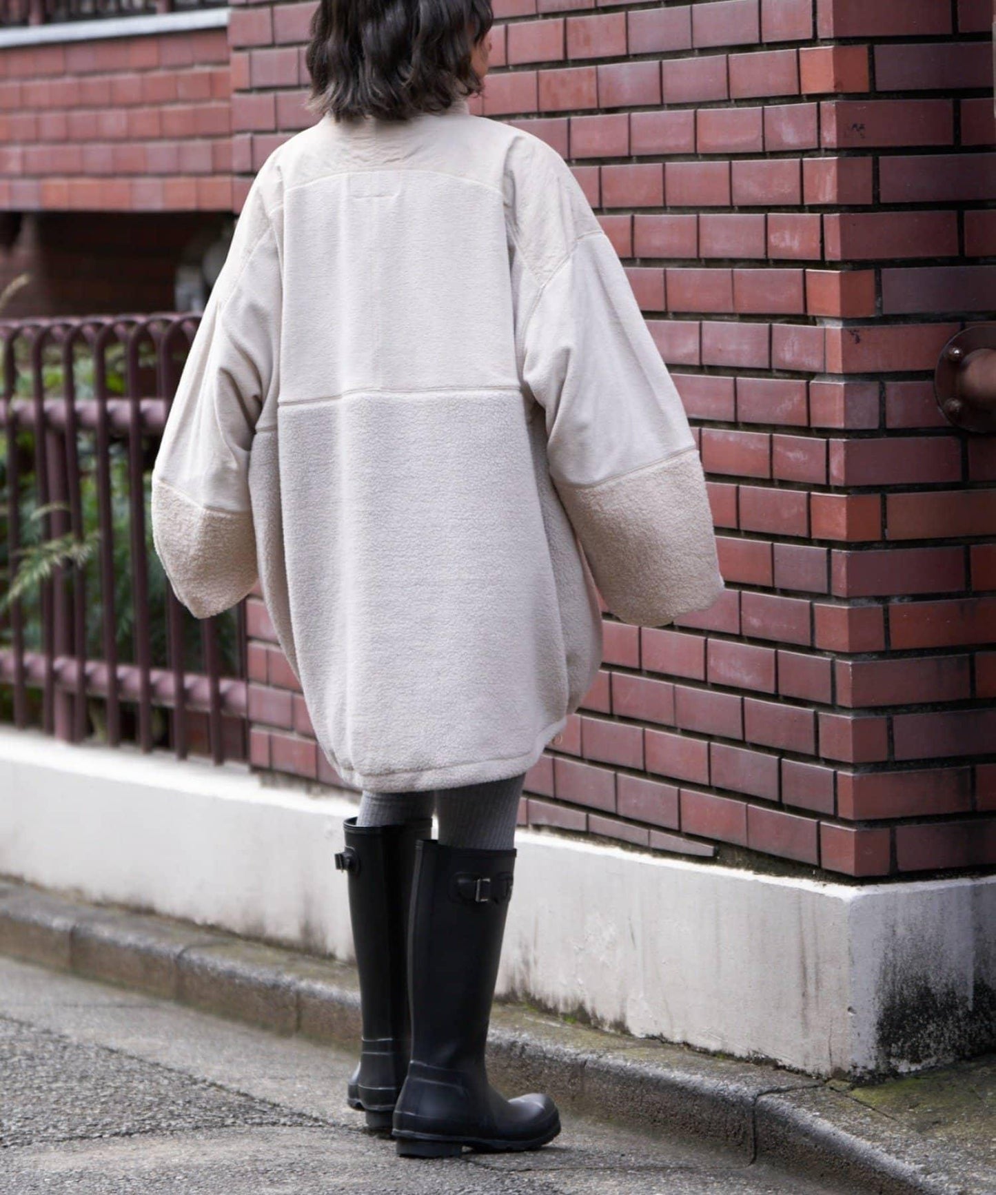 【etsinta/エシンタ】拼接羊羔絨寬鬆夾克