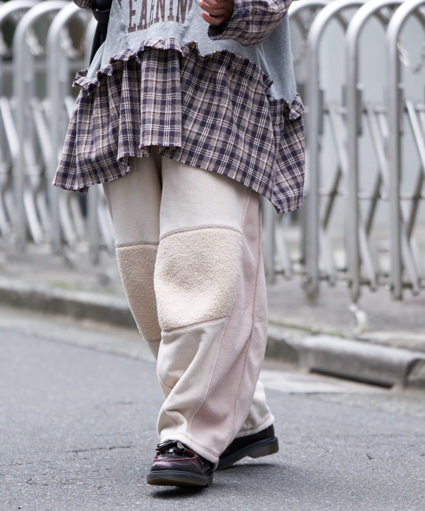 【etsinta/エシンタ】拼接羊羔絨休閒褲