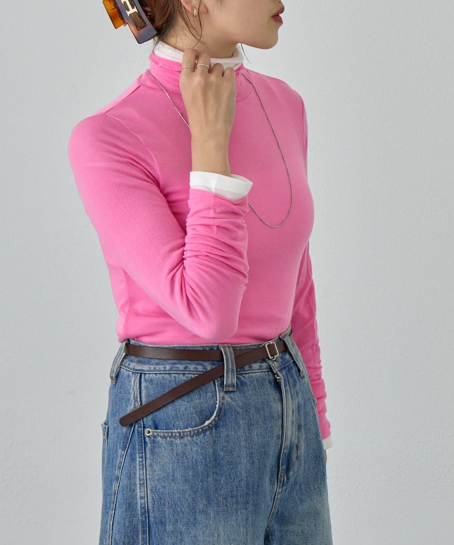 透視高領針織衫