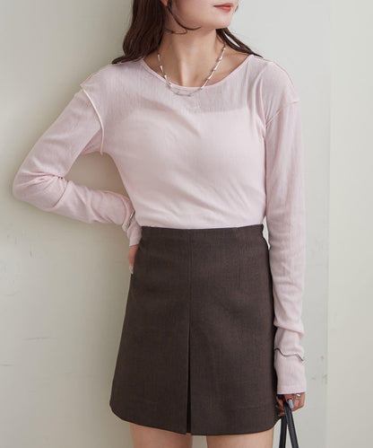 帶飾牌圓領長袖T恤