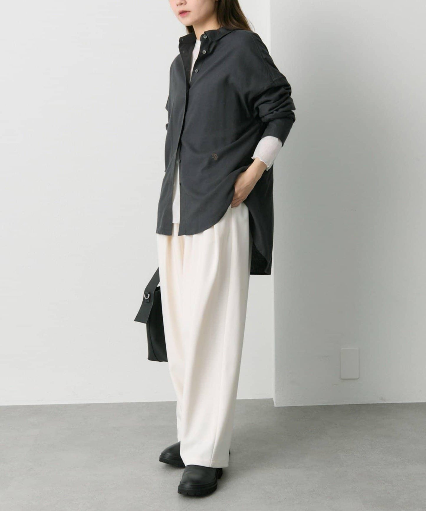 磨毛寬鬆襯衫上衣