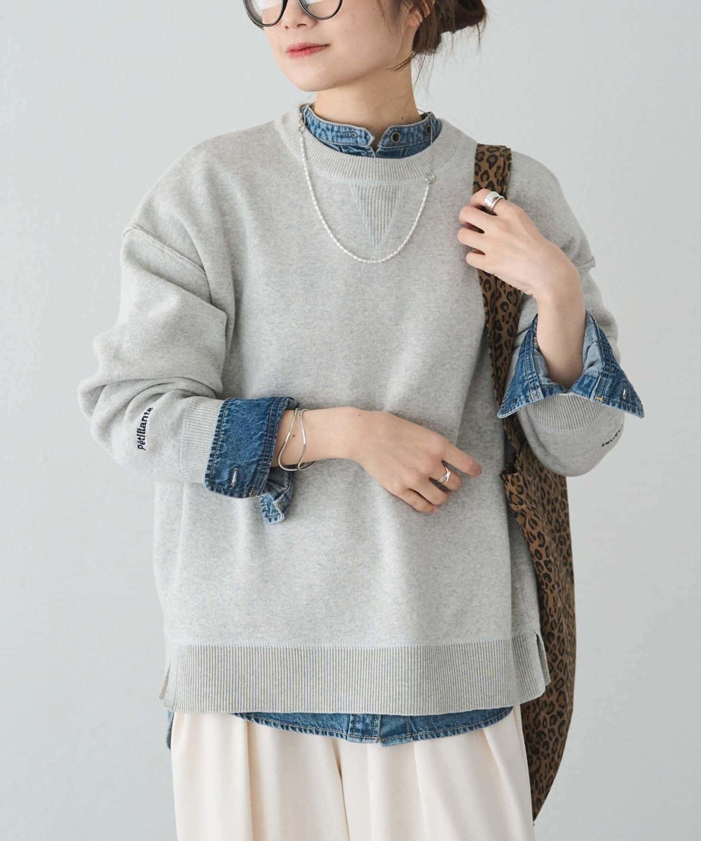 衛衣風格雙層提花針織衫