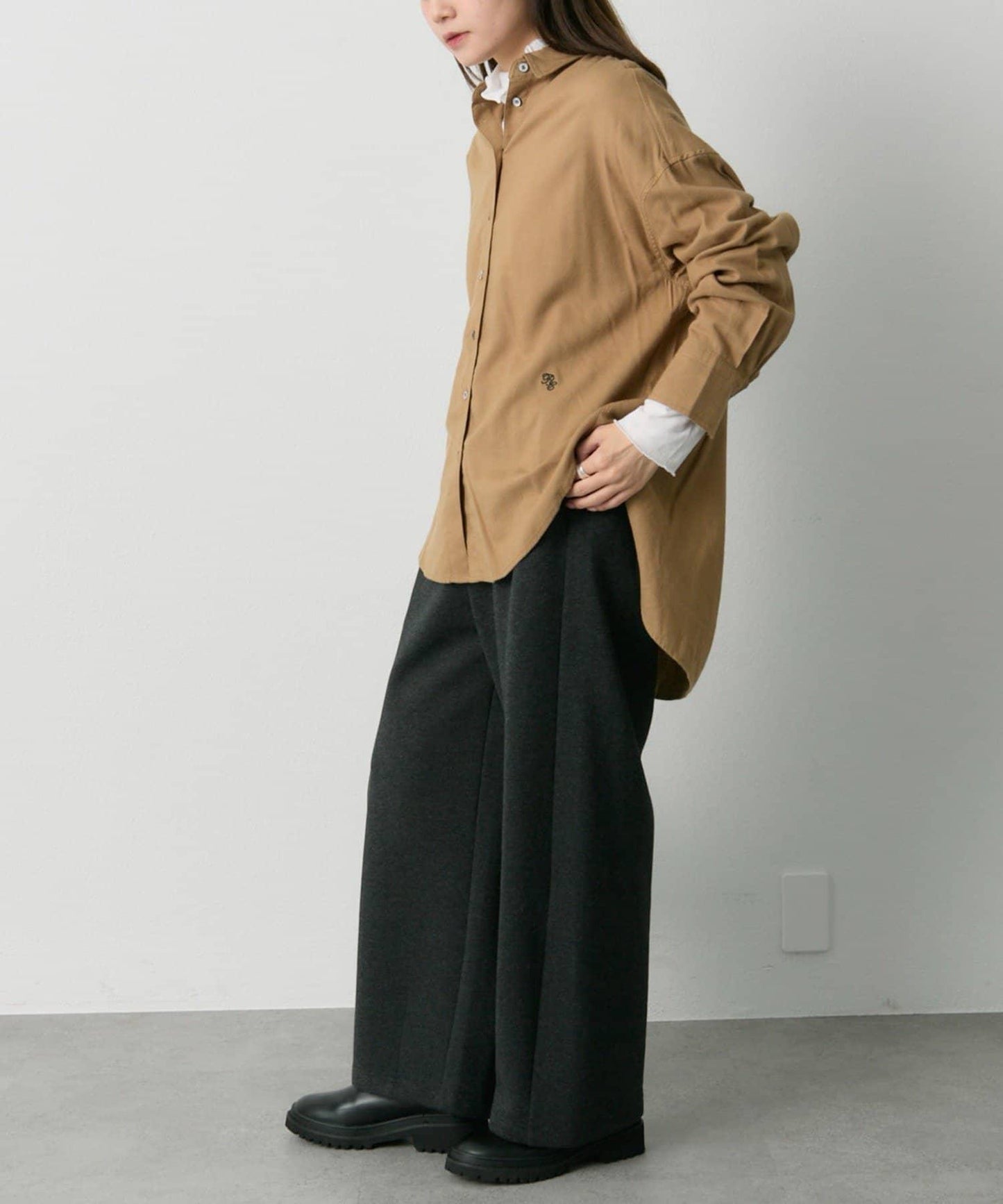 磨毛寬鬆襯衫上衣