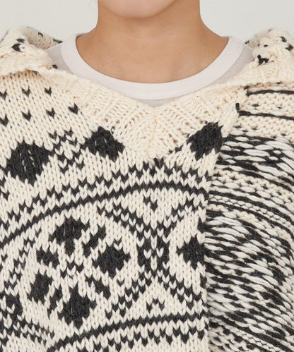 【etsinta/エシンタ】提花拼接短款連帽背心