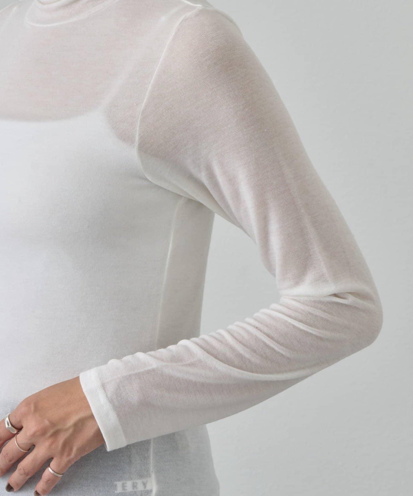 透視高領針織衫