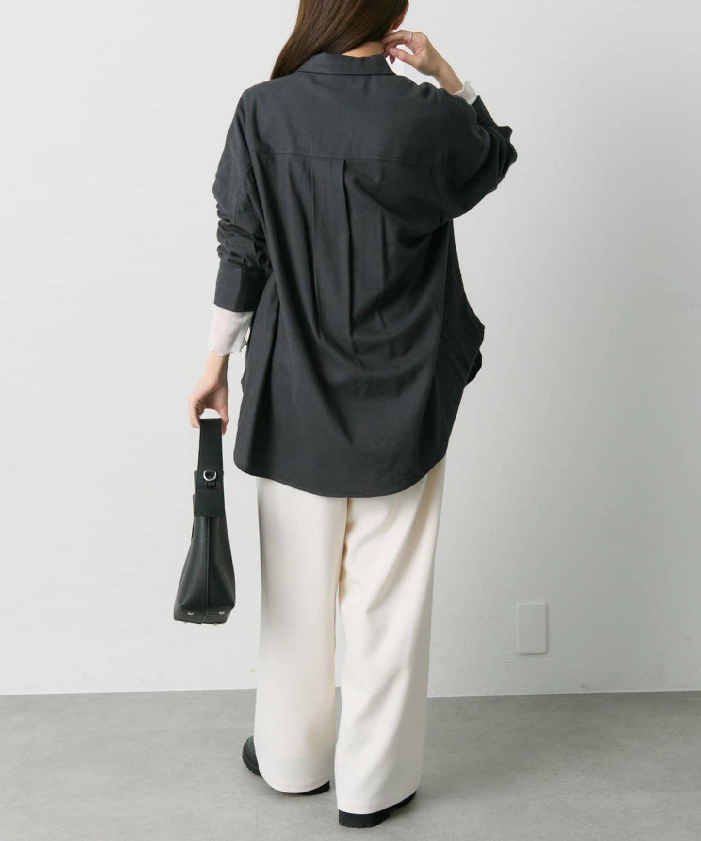 磨毛寬鬆襯衫上衣