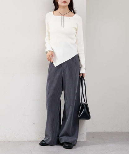 方領羅紋針織衫