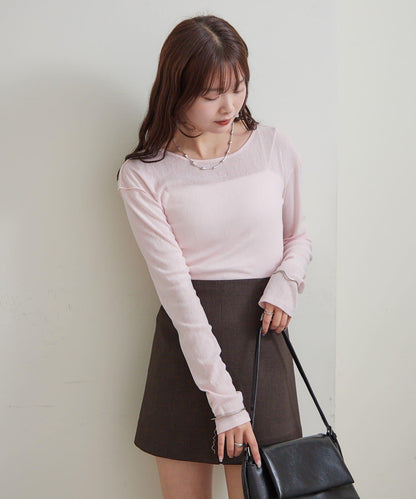 帶飾牌圓領長袖T恤