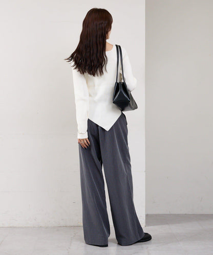 方領羅紋針織衫