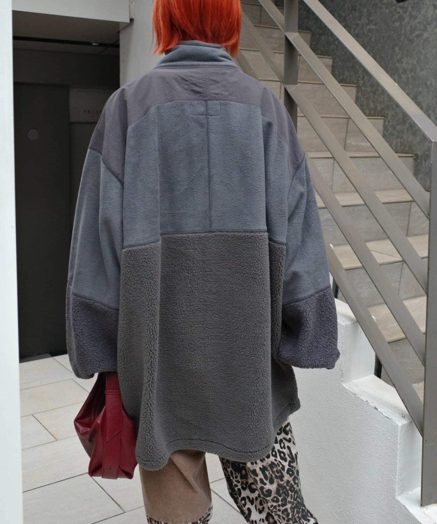 【etsinta/エシンタ】拼接羊羔絨寬鬆夾克