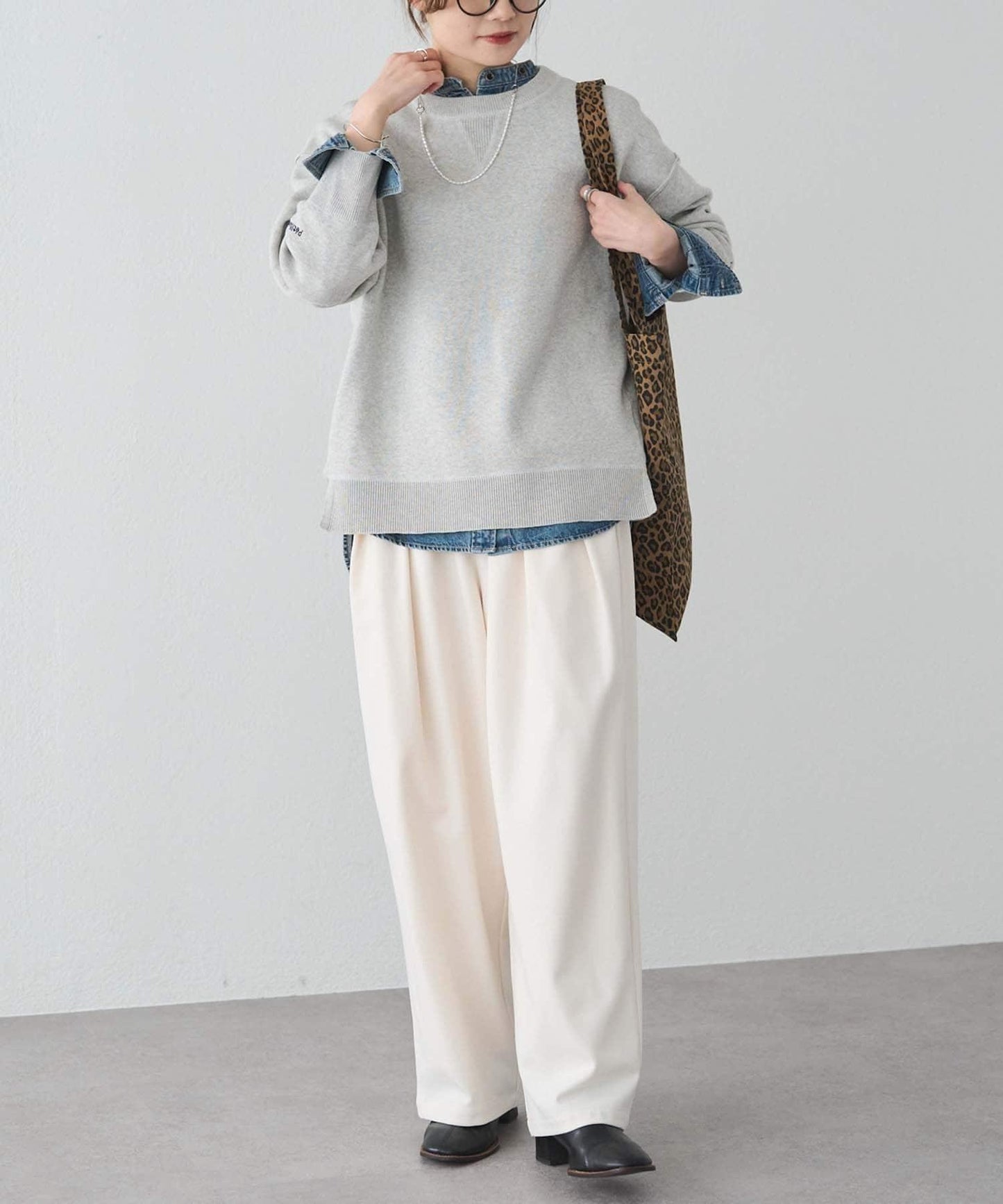 衛衣風格雙層提花針織衫