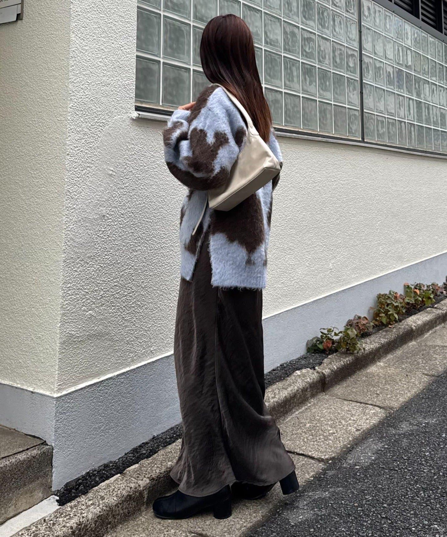 動物紋長毛針織衫