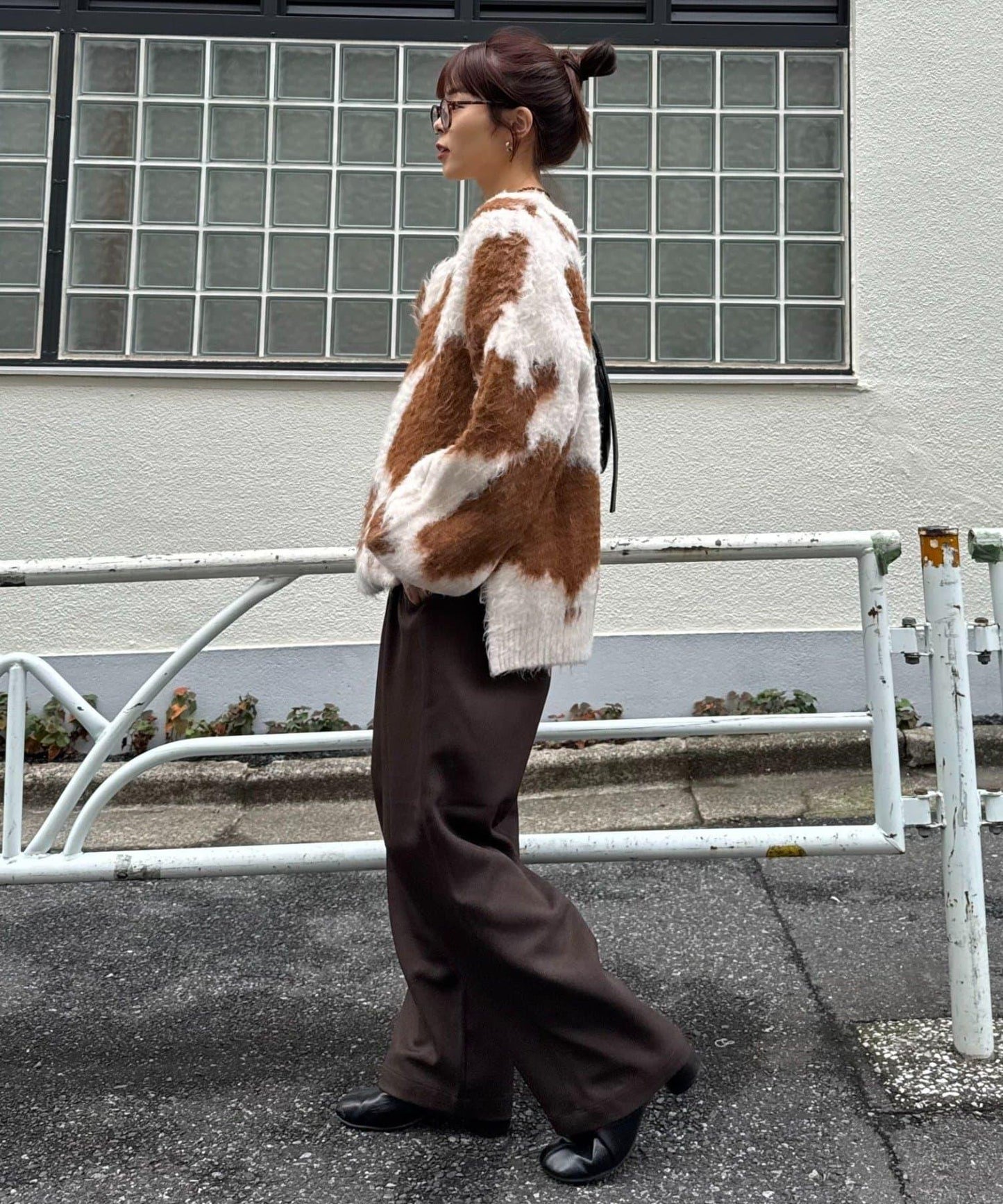 動物紋長毛針織衫