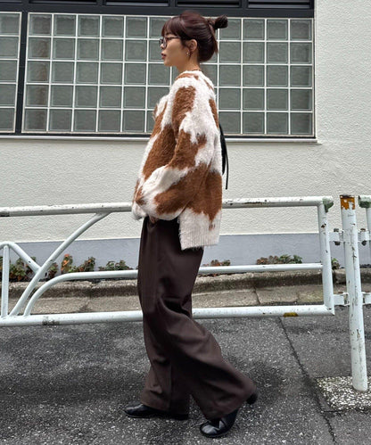 動物紋長毛針織衫