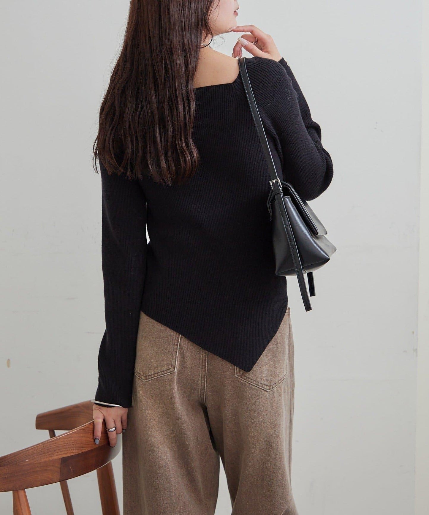 方領羅紋針織衫