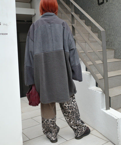 【etsinta/エシンタ】拼接羊羔絨寬鬆夾克