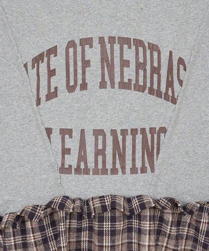 【etsinta/エシンタ】拼接格紋荷葉邊T恤