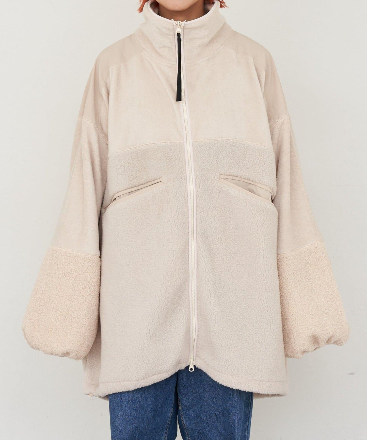 【etsinta/エシンタ】拼接羊羔絨寬鬆夾克