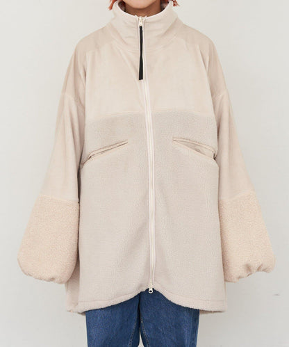 【etsinta/エシンタ】拼接羊羔絨寬鬆夾克