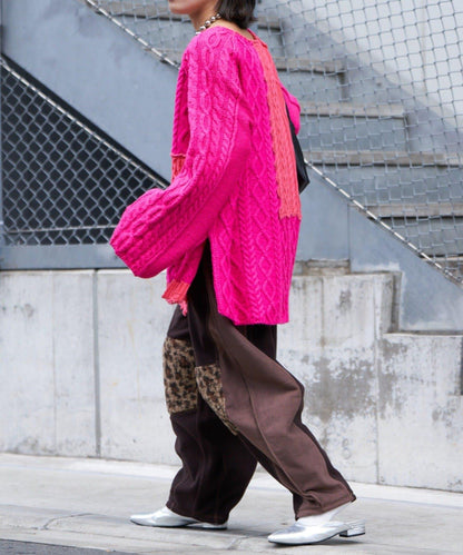 【etsinta/エシンタ】拼接羊羔絨休閒褲