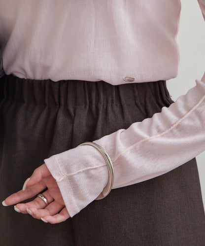 帶飾牌圓領長袖T恤