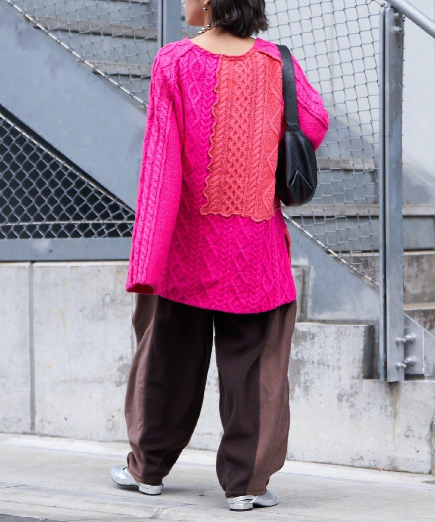 【etsinta/エシンタ】拼接羊羔絨休閒褲