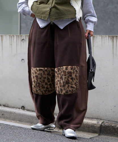 【etsinta/エシンタ】拼接羊羔絨休閒褲