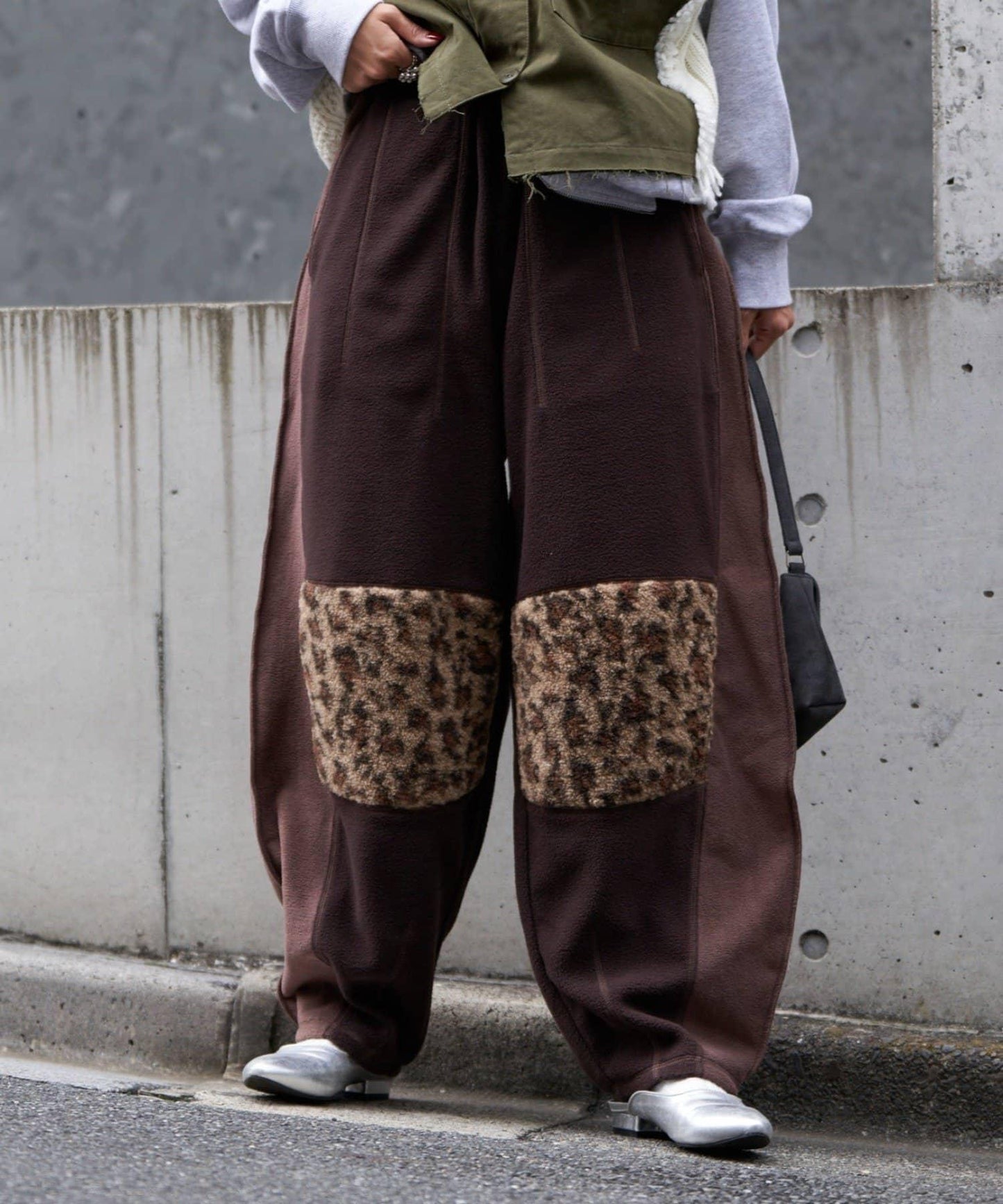 【etsinta/エシンタ】拼接羊羔絨休閒褲