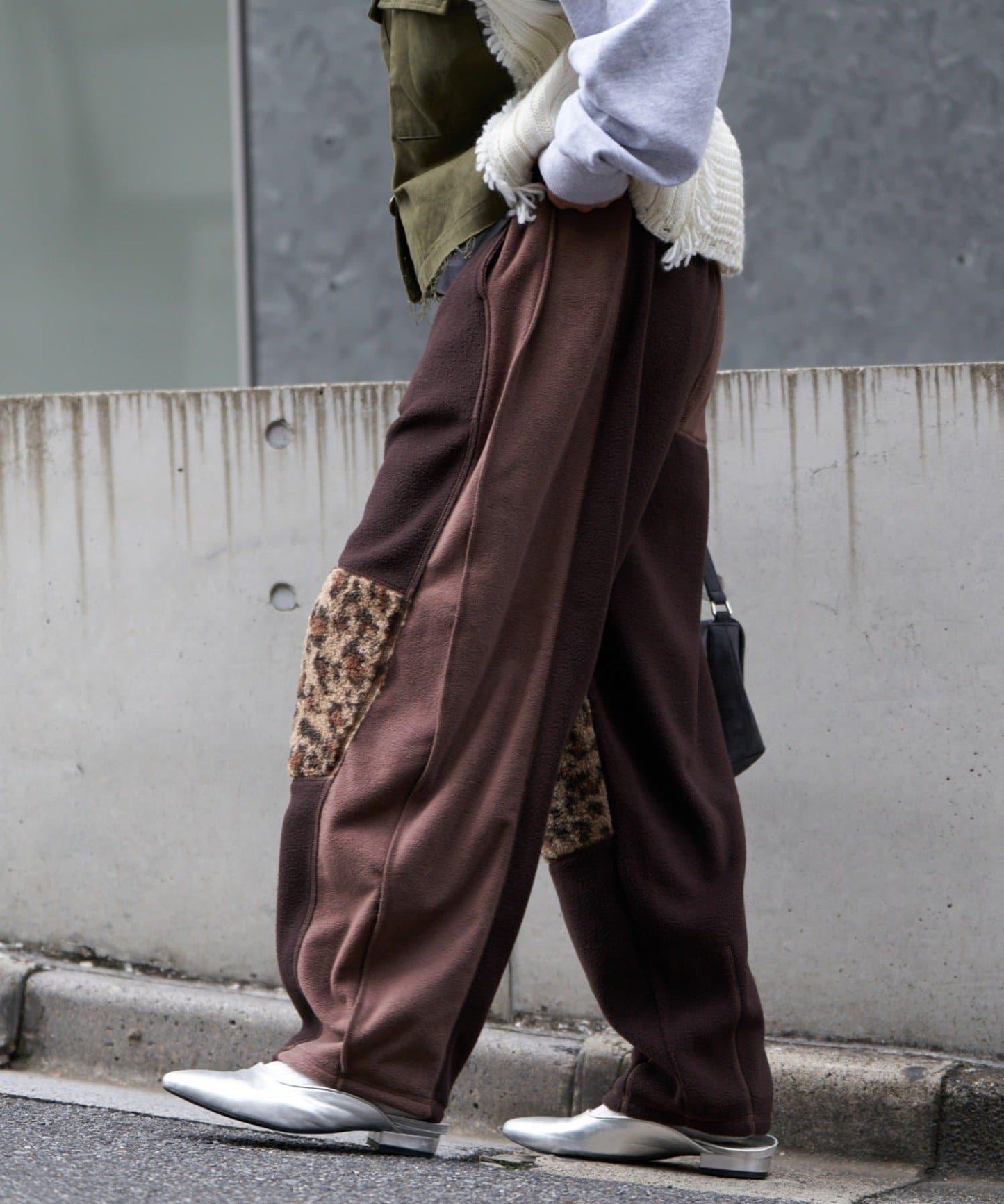 【etsinta/エシンタ】拼接羊羔絨休閒褲