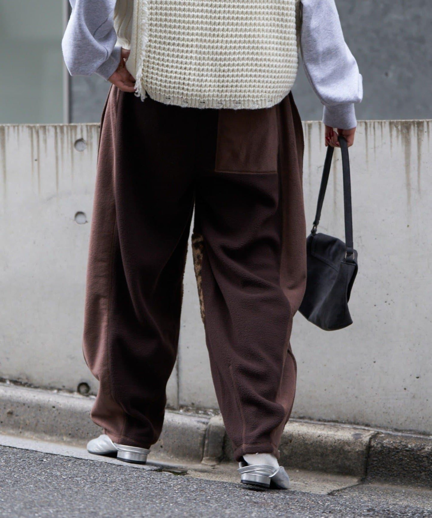 【etsinta/エシンタ】拼接羊羔絨休閒褲