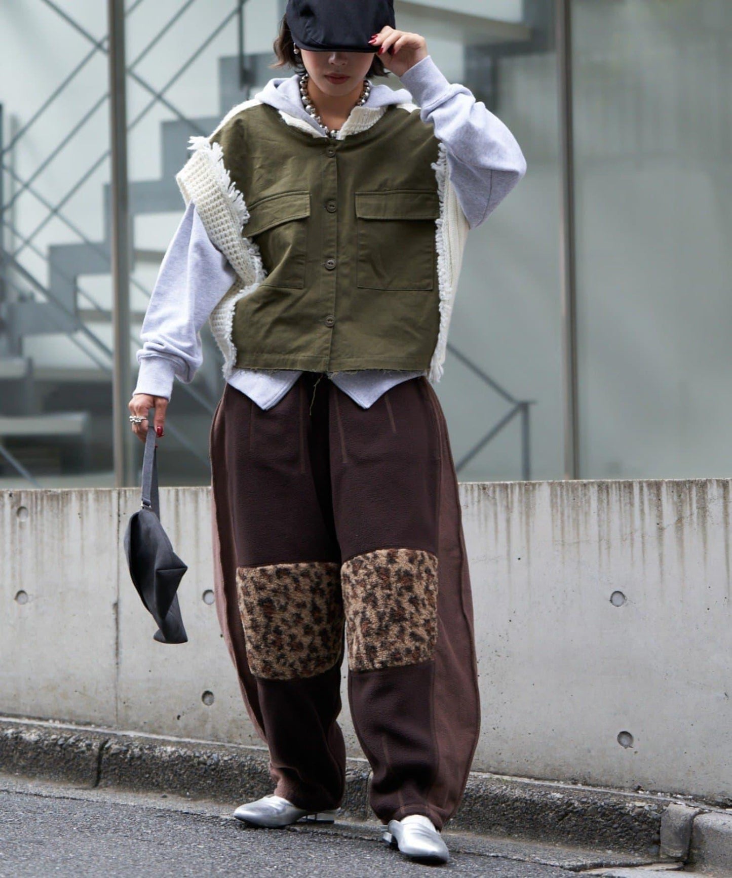 【etsinta/エシンタ】拼接羊羔絨休閒褲