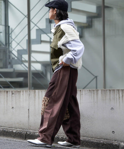 【etsinta/エシンタ】拼接羊羔絨休閒褲