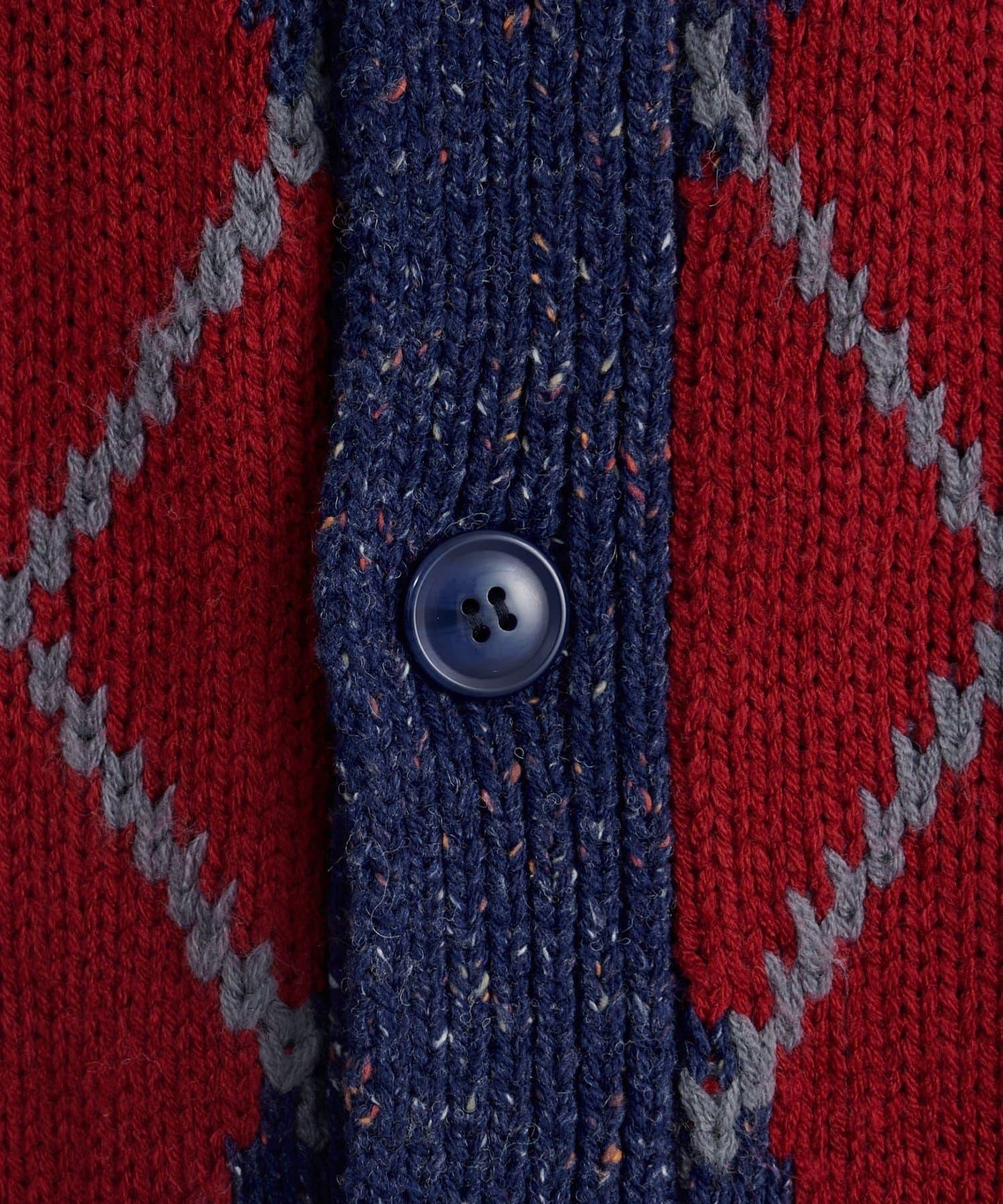 【UNISEX】菱格紋拼色領口雜色針織開衫