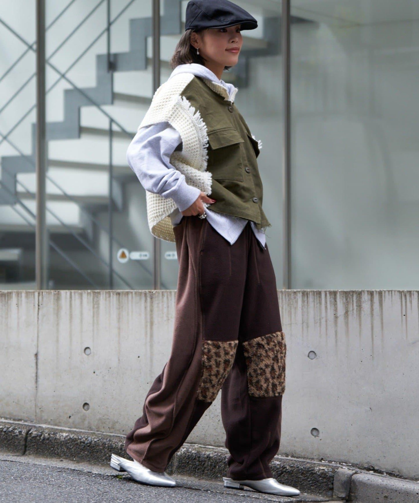 【etsinta/エシンタ】拼接羊羔絨休閒褲