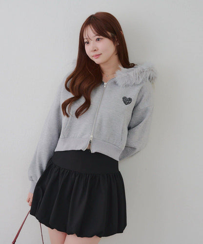 【RMAF】帶毛絨帽亮片連帽衫